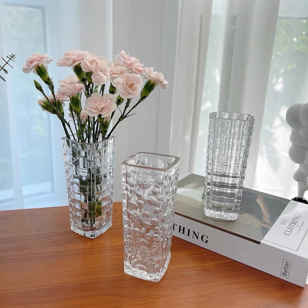 ins retro-style vase ornaments, living room flower arrangements, Nordic creative crystal transparent glass bottles, hydroponic decorations Item Picture