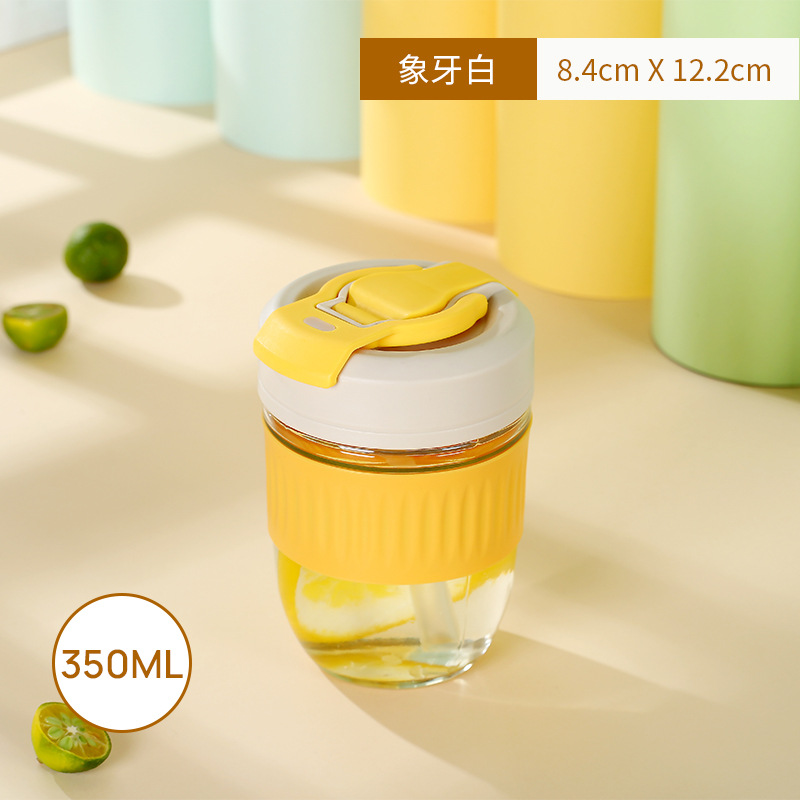 网红玻璃双饮杯批发新款玻璃水杯吸管杯卡通可爱双用吸管情侣水杯 玻璃杯详情图6