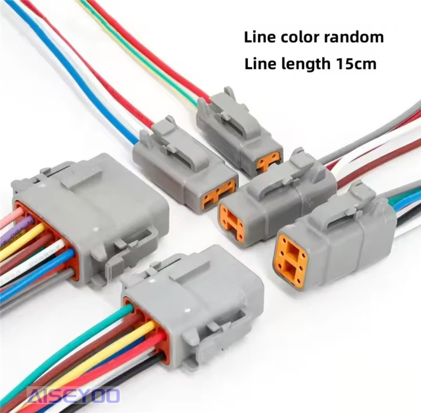 DT Series 2-hole wired national standard 0.75 square 15 cm waterproof connector male and female pair plug-in, automotive waterproof connector plug-in details Picture
