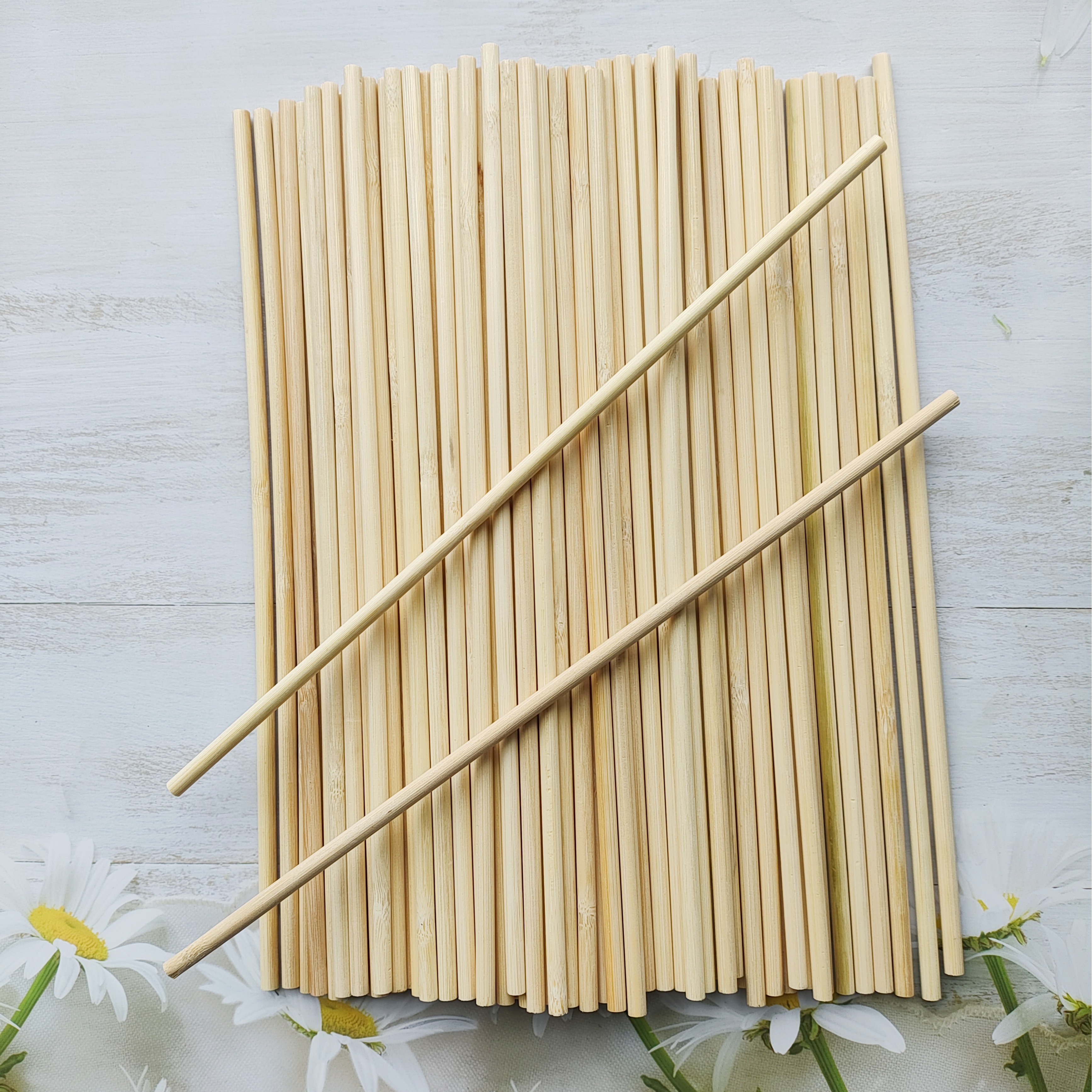 Toss it ZTB0002 stock 100PCS with 30CM length 6MM diameter round head bamboo stick details Picture