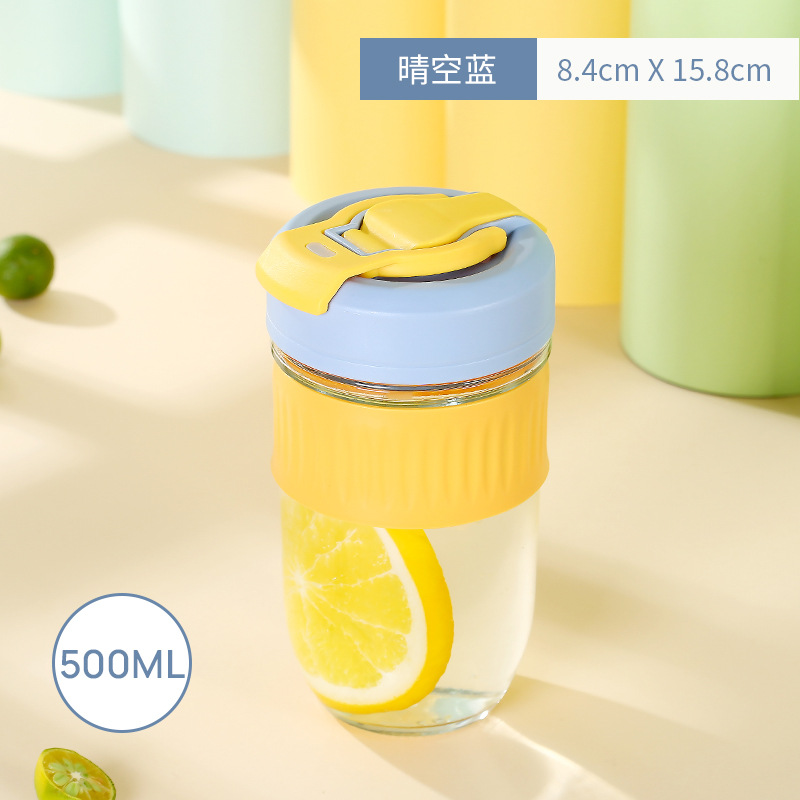 网红玻璃双饮杯批发新款玻璃水杯吸管杯卡通可爱双用吸管情侣水杯 玻璃杯详情图8