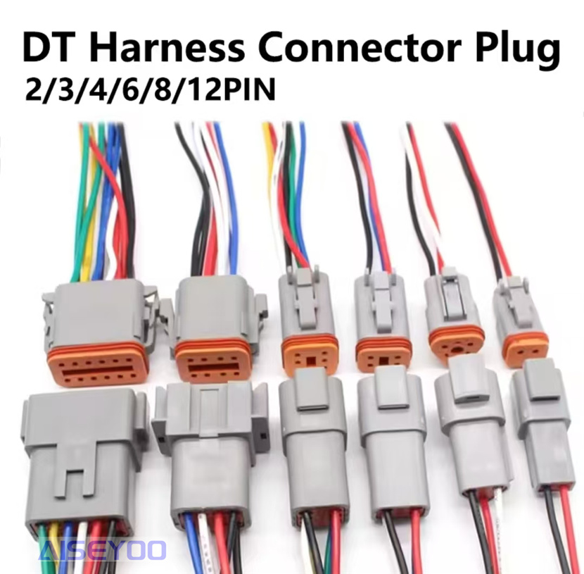 DT Series 2-hole wired national standard 0.75 square 15 cm waterproof connector male and female pair plug-in, automotive waterproof connector plug-in Specification image