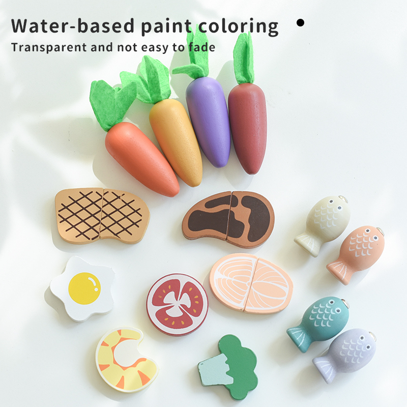 CE CPC wooden children's simulation home cooking meal kitchen set parent-child educational fishing vegetables multi-functional interactive toy creative pot set Che Che le wooden toys Item Picture