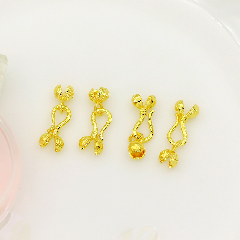 铜镀18K真金花椒收尾包珠扣14K金保色diy手链项链花苞连接夹扣详情1