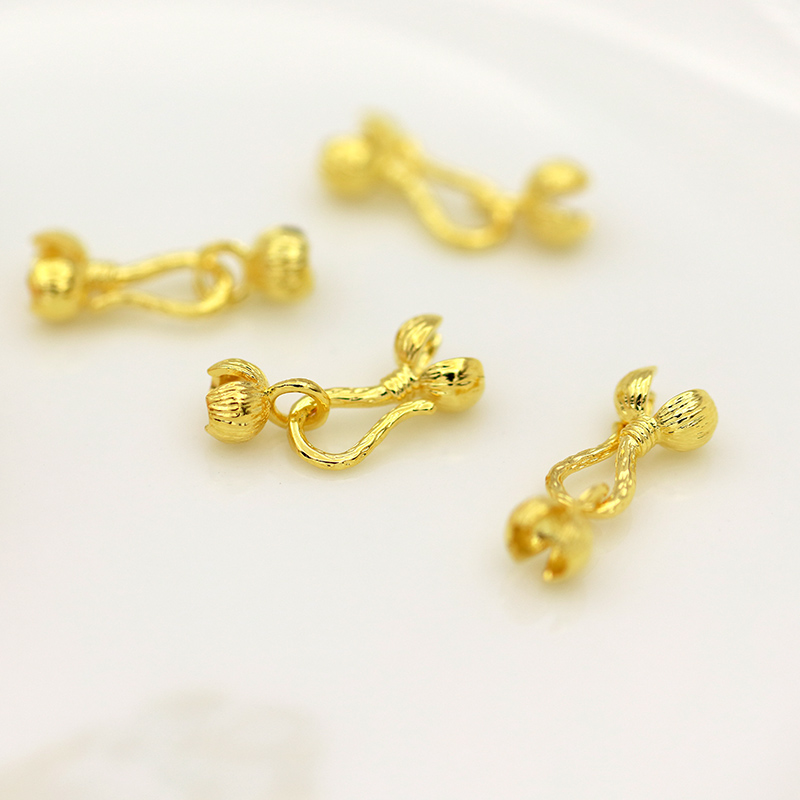 铜镀18K真金花椒收尾包珠扣14K金保色diy手链项链花苞连接夹扣详情5