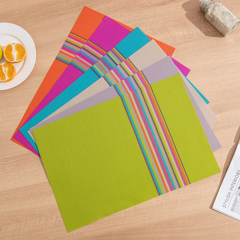 彩色餐垫条纹隔热垫可清洗欧式酒店装饰西餐垫防水防滑餐厅餐桌垫1