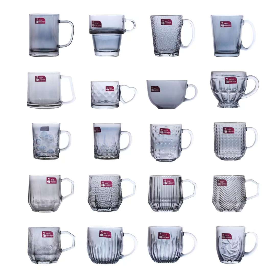 玻璃杯红樱桃玻璃杯口杯喝水杯带把杯子 质量好玻璃杯防烫放炸家具用品 日用百货地摊杯子玻璃杯产品图