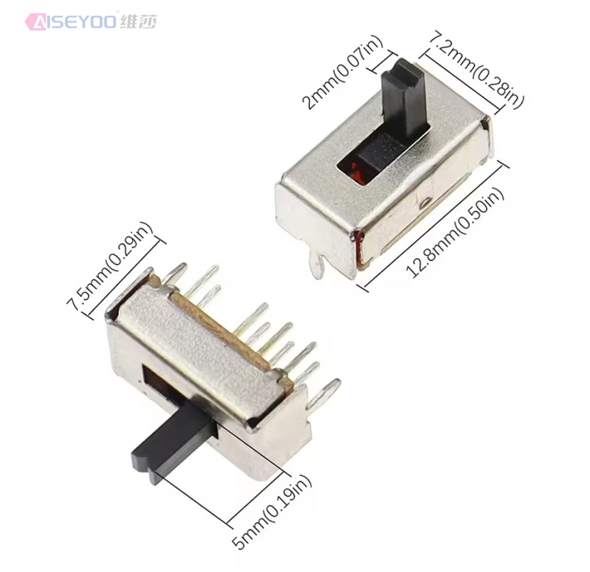 SS23D07VG4 toggle switch handle 4MM high, vertical 8-pin 3-position, 3-position 8P3T sliding switch, double-row direct insertion Application Scenario