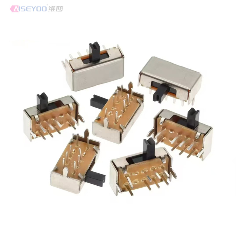 Sliding switch SK23D07VG2-8MM horizontal double-row eight-pin three-position 2P3T three-position sliding switch sliding switch small toy accessory connector
