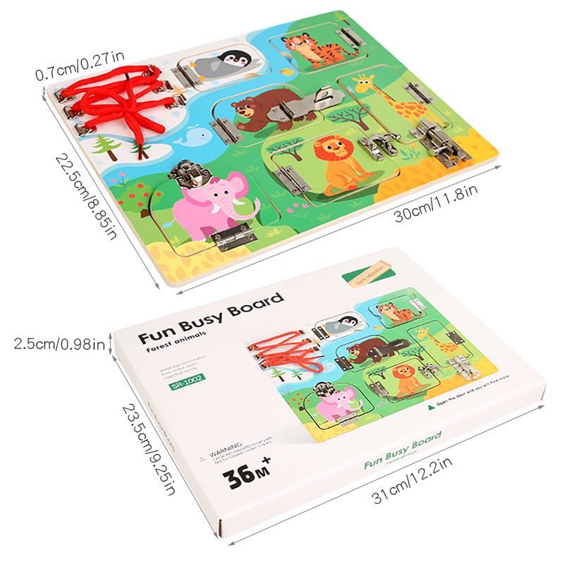 Cross-border CPC/CE Montessoni Early Education Children Busy board Lockpick board Life Puzzle gift Toy Animal Space City three theme optional wooden toys details Picture