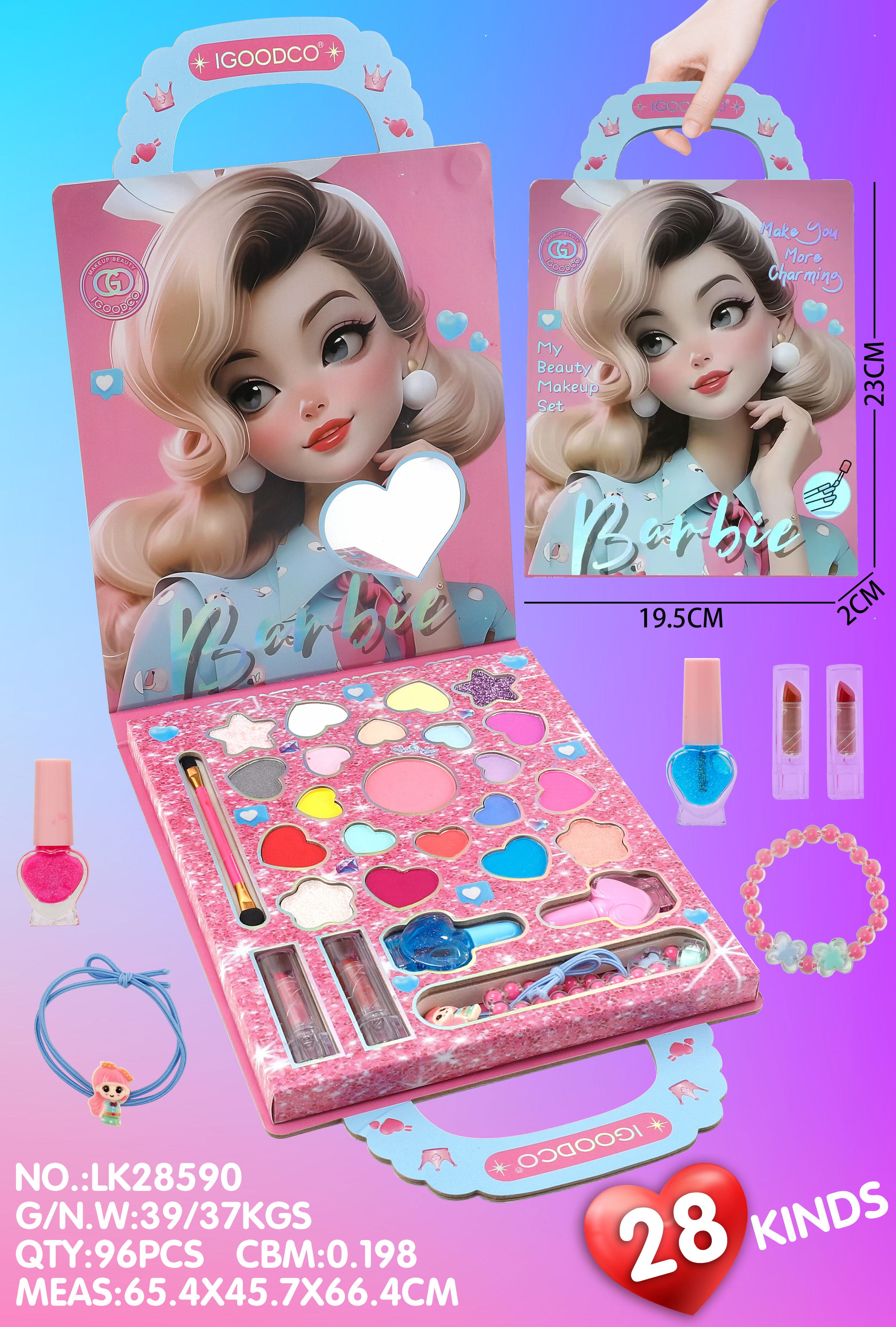 潮玩美妆儿童彩妆套装 女孩化妆玩具配件 女孩梳发玩具 彩妆玩具适合小公主玩耍