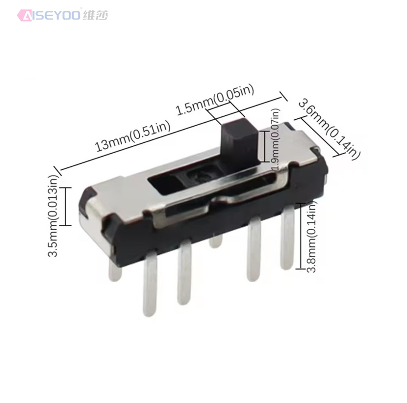 Toggle switch single and double row direct insertion horizontal small and micro power switch sliding position pull fluctuation band 2 position 3 toggle switch surface mount 3 pin 6 pin direct insertion 6 pin double row 6 pin 2 position Specification image
