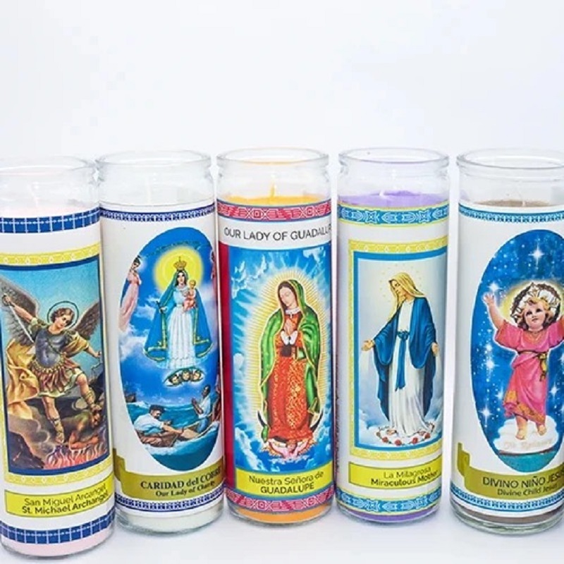 Aromatherapy candles, natural and non-toxic, church cups, funeral graves, memorial spirits, 7-day or 5-day prayer, religious candle display details Picture