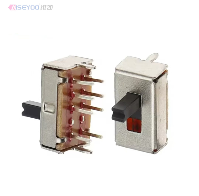 SS23D07VG4 toggle switch handle 4MM high, vertical 8-pin 3-position, 3-position 8P3T sliding switch, double-row direct insertion details Picture