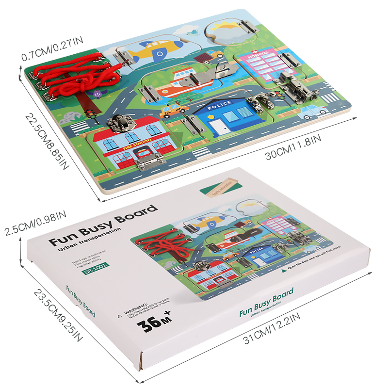 Cross-border CPC/CE Montessoni Early Education Children Busy board Lockpick board Life Puzzle gift Toy Animal Space City three theme optional wooden toys Item Picture