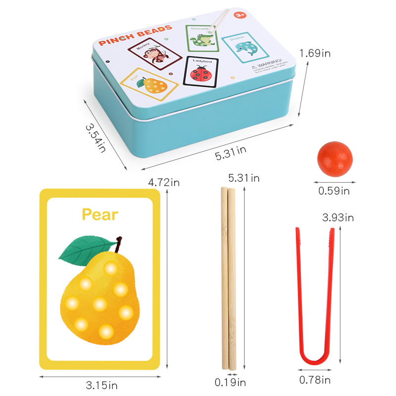 Children's bead number color arithmetic toy baby early education chopsticks training logic concentration educational AIDS Export CE CPC Certificate Iron box number color bead matching Specification drawing