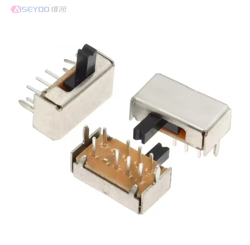 Sliding switch SK23D07VG2-8MM horizontal double-row eight-pin three-position 2P3T three-position sliding switch sliding switch small toy accessory connector details Picture