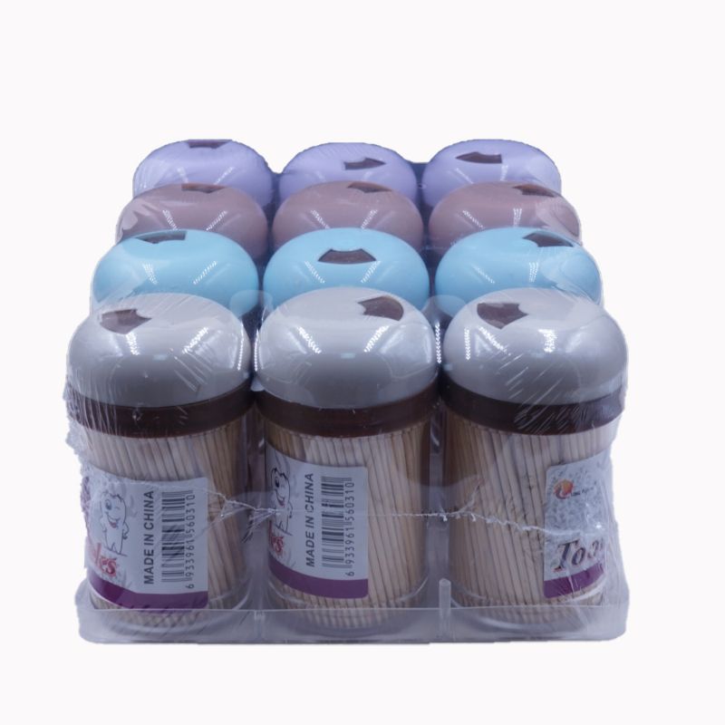 Disposable chopsticks and toothpicks set, transparent round can, portable dental floss, children's special dental floss and toothpicks combination, essential cleaning tools for family travel Item Picture