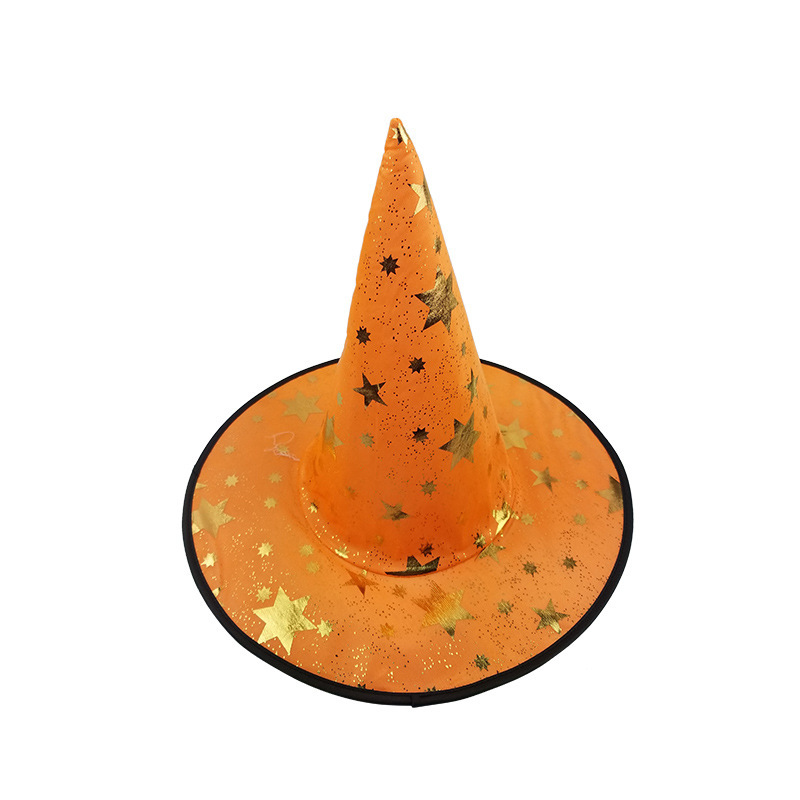 万圣节帽子儿童成人化妆舞会装扮魔法师帽烫金巫师帽五角详情图9