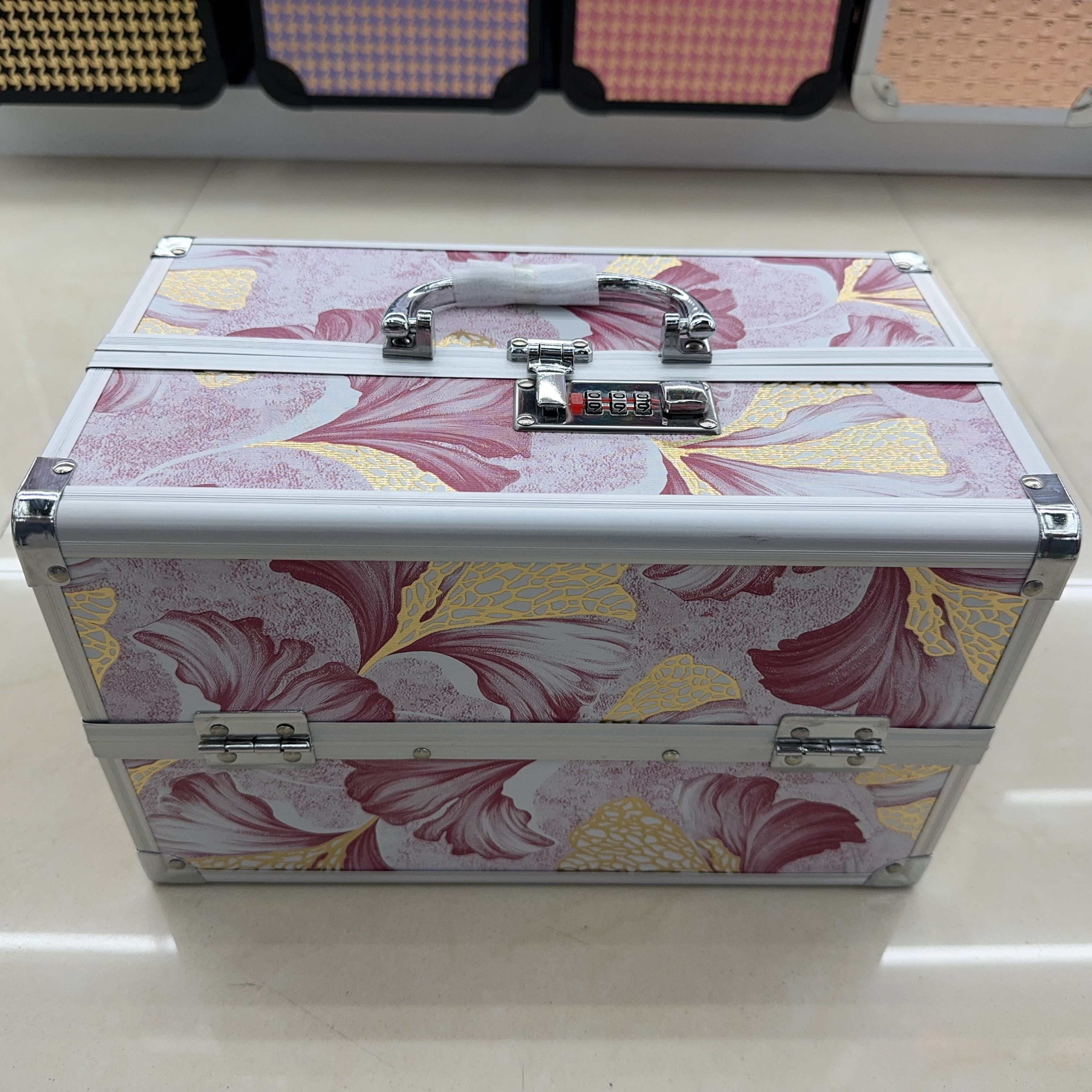 New portable double-opening multi-layer powder box, PU jewelry storage box and cosmetic case from Yiwu details Picture