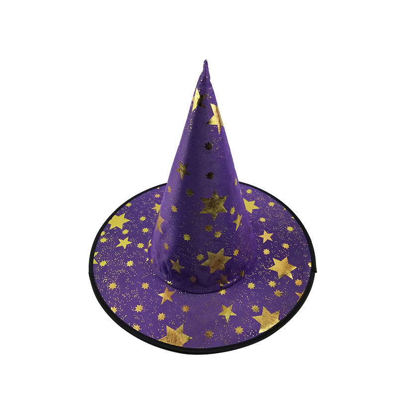 万圣节帽子儿童成人化妆舞会装扮魔法师帽烫金巫师帽五角详情图8