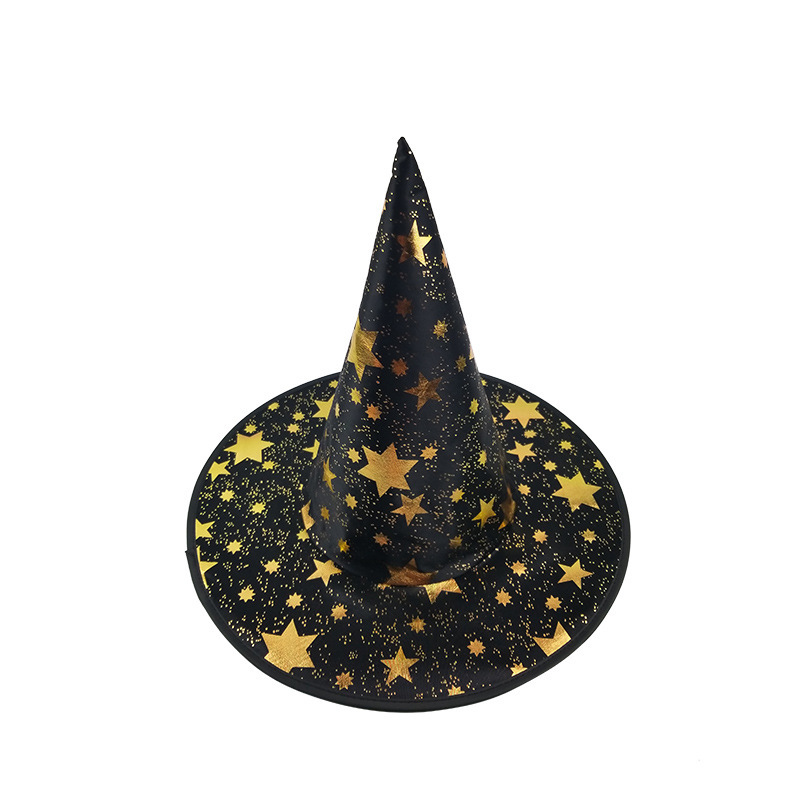 万圣节帽子儿童成人化妆舞会装扮魔法师帽烫金巫师帽五角详情图12