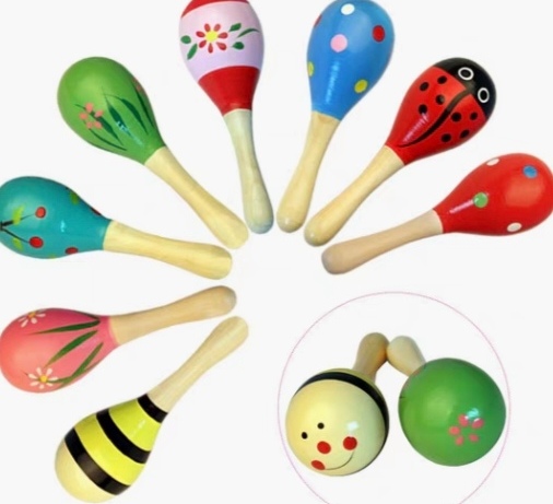 中号沙锤早教新婴幼儿宝宝抓握训练摇铃沙球木制沙蛋启蒙音乐详情图4