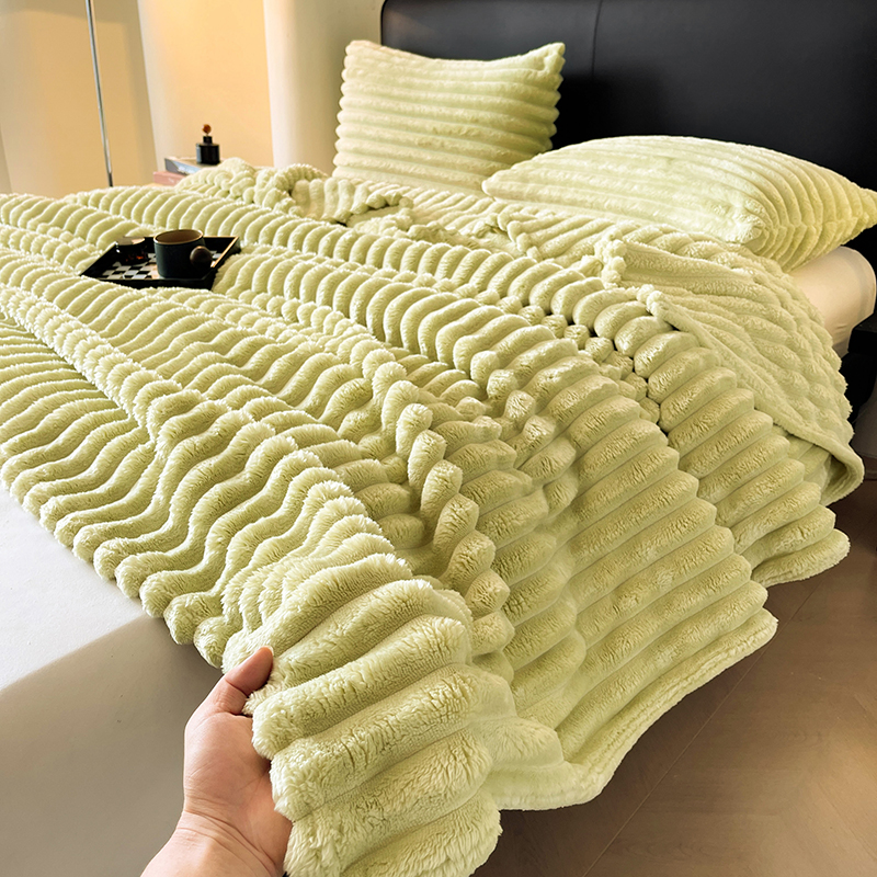 君宝印染 高克重宽抽条法兰绒毯3.5公分 专供跨境外贸出口 现货供应详情3