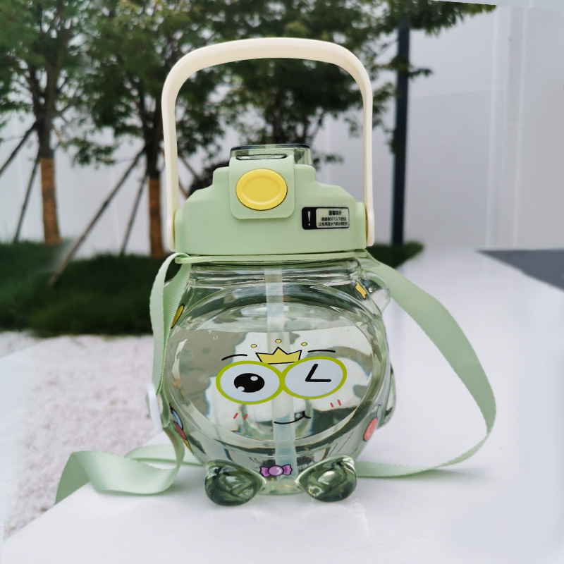 X152-XBD-8020 Summer New Dundun Bear Water Cup Anti-drop and heat-resistant student plastic double-drinking Cup straw Item Picture