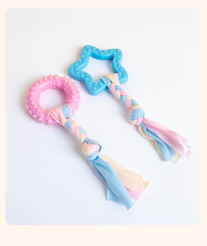 宠物用品玩具马卡龙TPR布条 五角星 三角布条布条玩具 宠物狗狗磨牙棒咬胶磨牙小型犬洁齿耐咬玩具批发详情图2