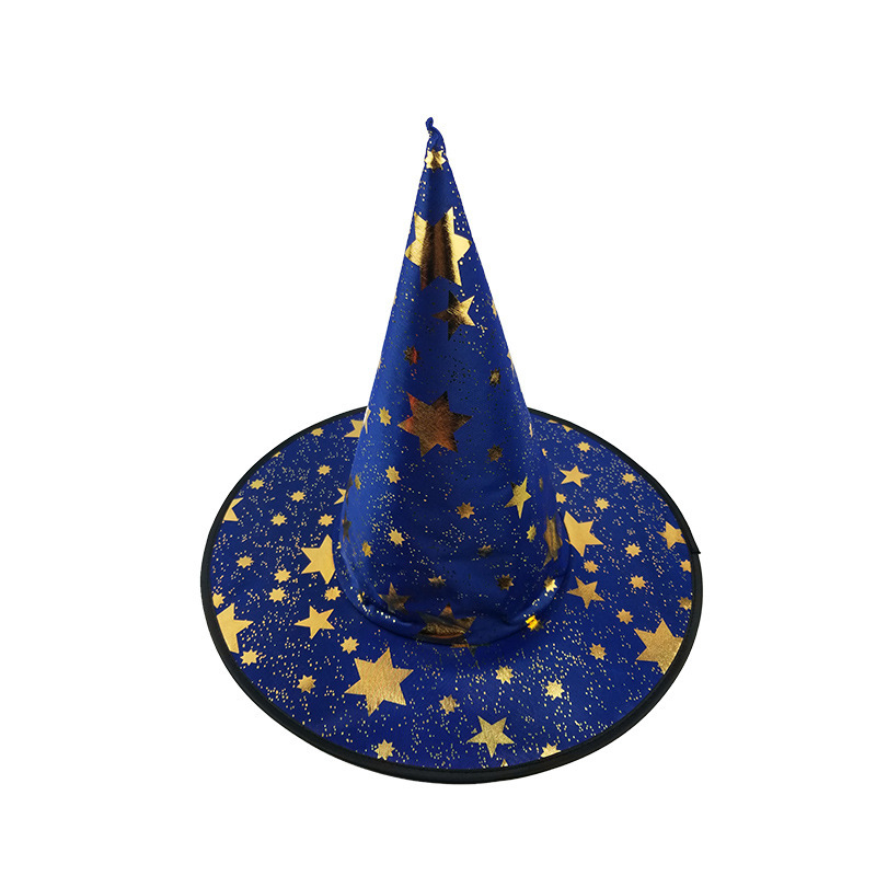 万圣节帽子儿童成人化妆舞会装扮魔法师帽烫金巫师帽五角详情图11