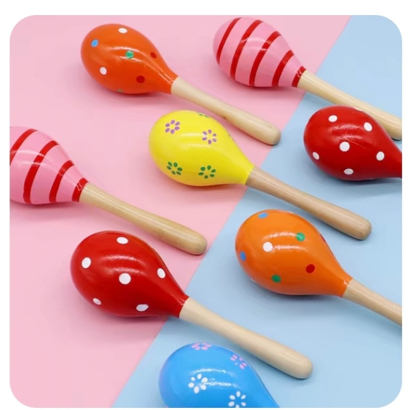 中号沙锤早教新婴幼儿宝宝抓握训练摇铃沙球木制沙蛋启蒙音乐详情图2