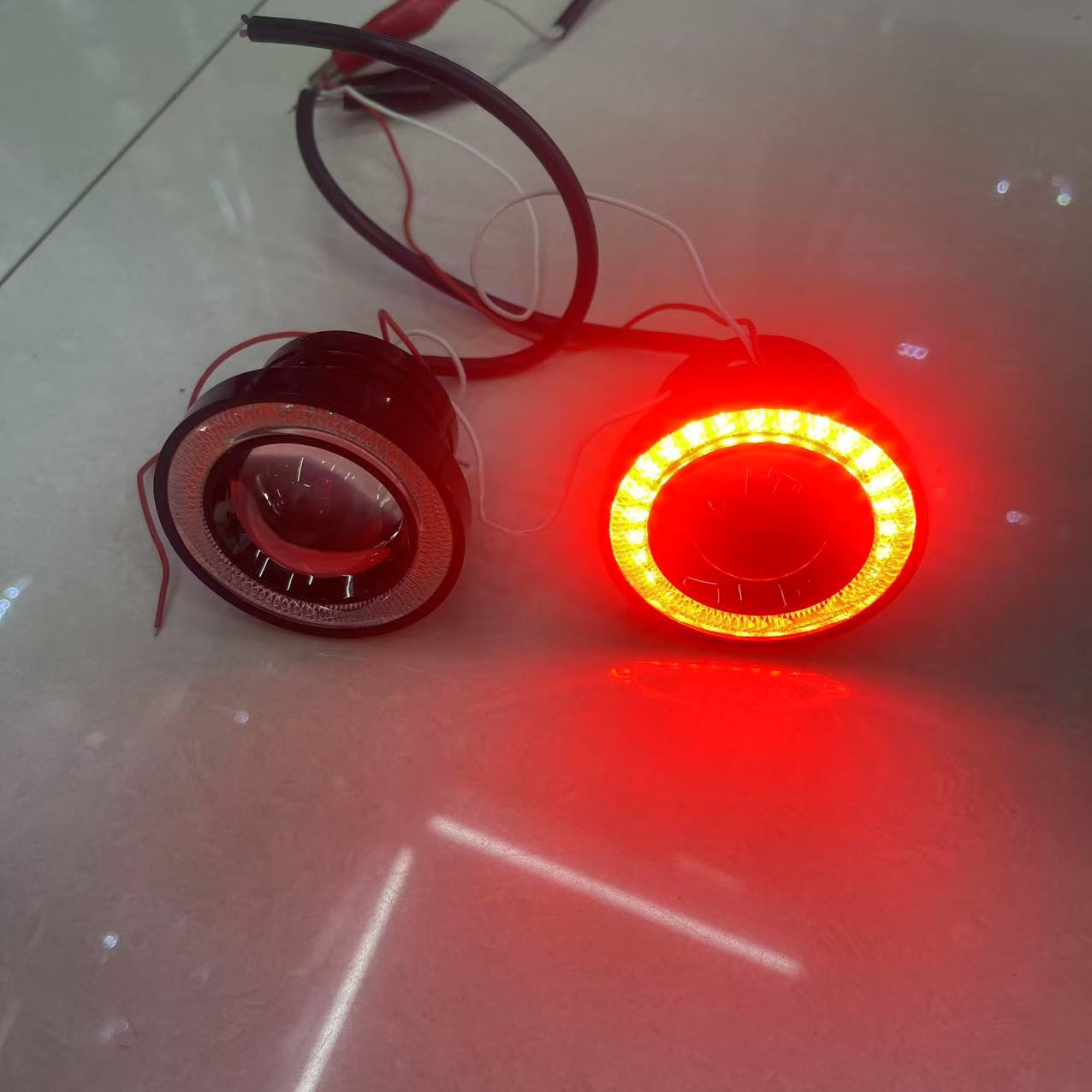 汽车LED雾灯COB天使眼雾灯双光透镜日行灯装3寸透镜灯射灯详情7