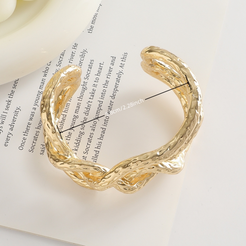 1PCS女士个性3D打印藤条缠绕夸张树脂开口镀金手镯  详情2