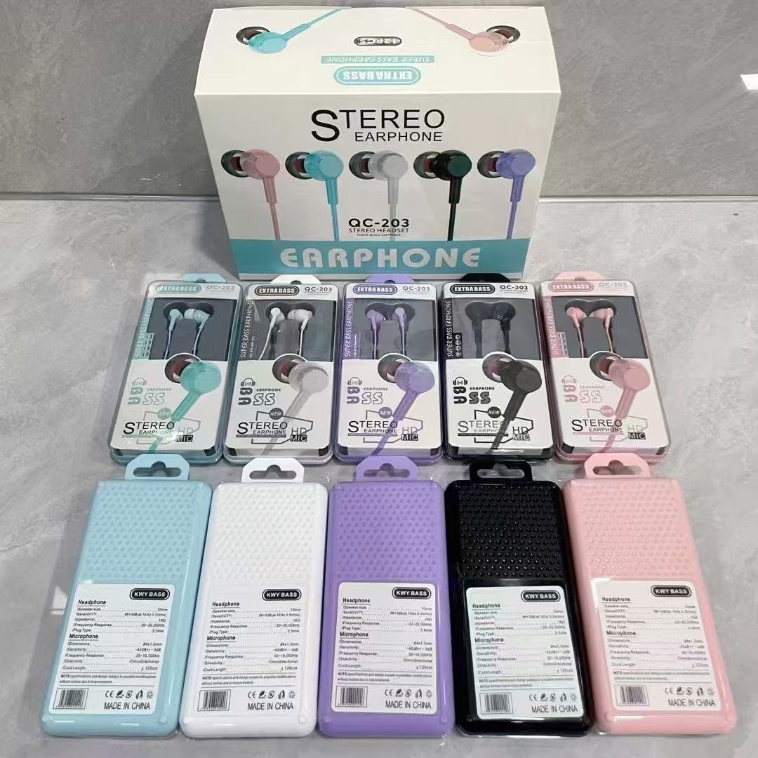 新款水晶礼盒K系列入耳式重低音带麦带线线控耳机厂家批发