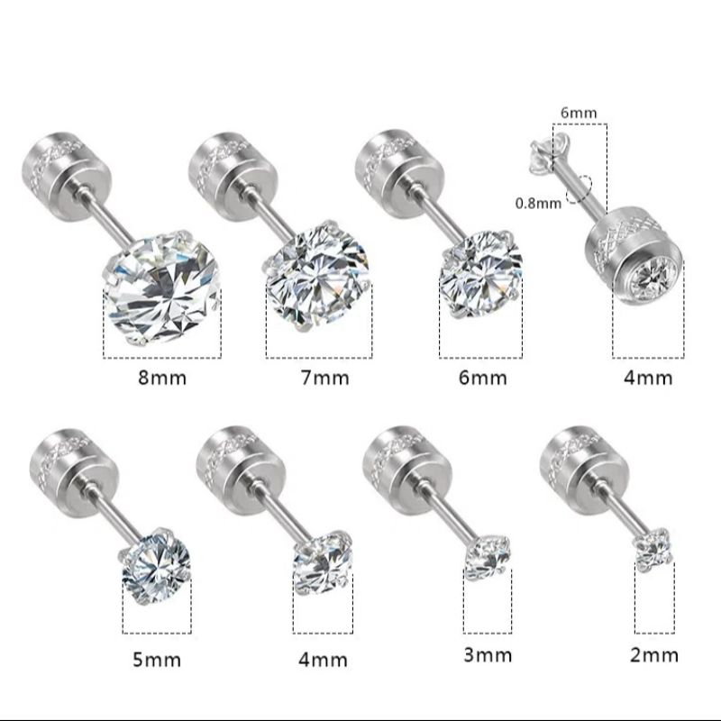 饰品/钛钢耳钉/耳饰/耳钉/钛钢混合耳钉白底实物图