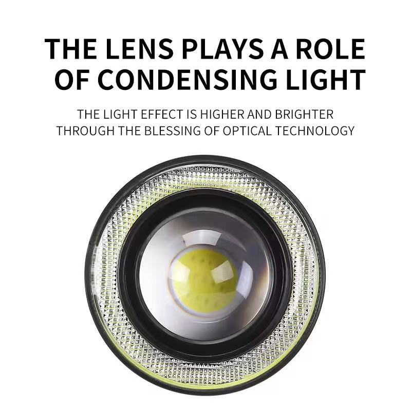 汽车LED雾灯COB天使眼雾灯双光透镜日行灯装3寸透镜灯射灯白底实物图