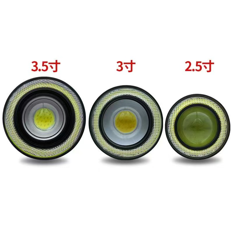 汽车LED雾灯COB天使眼雾灯双光透镜日行灯装3寸透镜灯射灯细节图