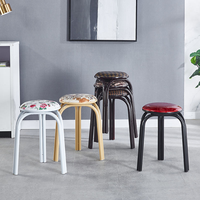 特价家用凳子椅子成人金属小圆凳时尚创意实木板凳加厚塑料餐桌凳详情3