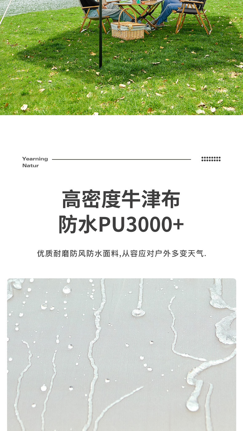 3*4m 天幕户外帐篷遮阳便携野营野餐野炊防晒防雨免搭黑胶天防雨详情5
