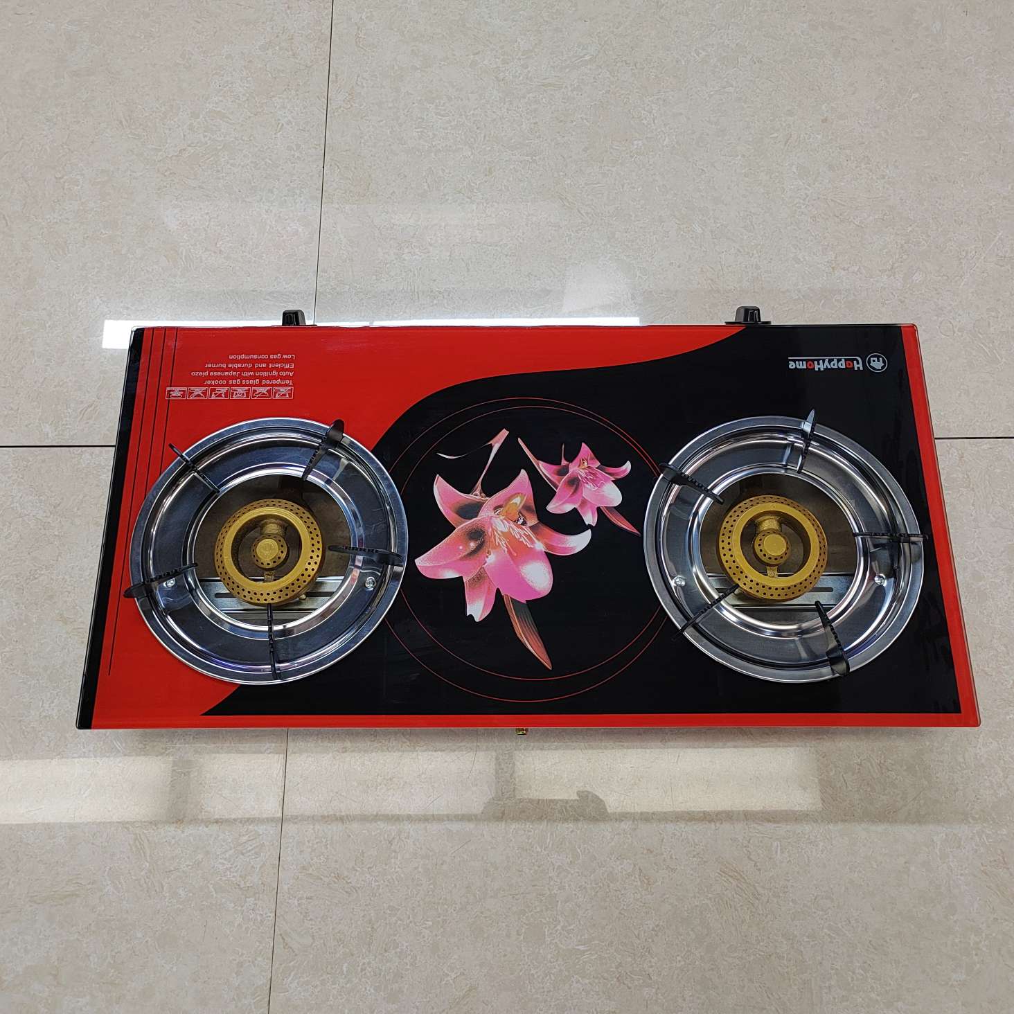 Export two-eyed old-fashioned and old-style stove, household gas stove, glass double gas stove, single-tube strong burner, golden stove, gas stove detail image 4