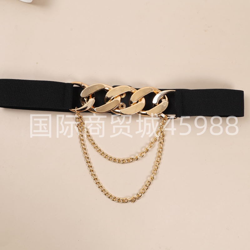 Adjustable hole-free lazy belt women's denim pants with a cinched waist, a tight-fitting waistband, and a belt Application Scenario