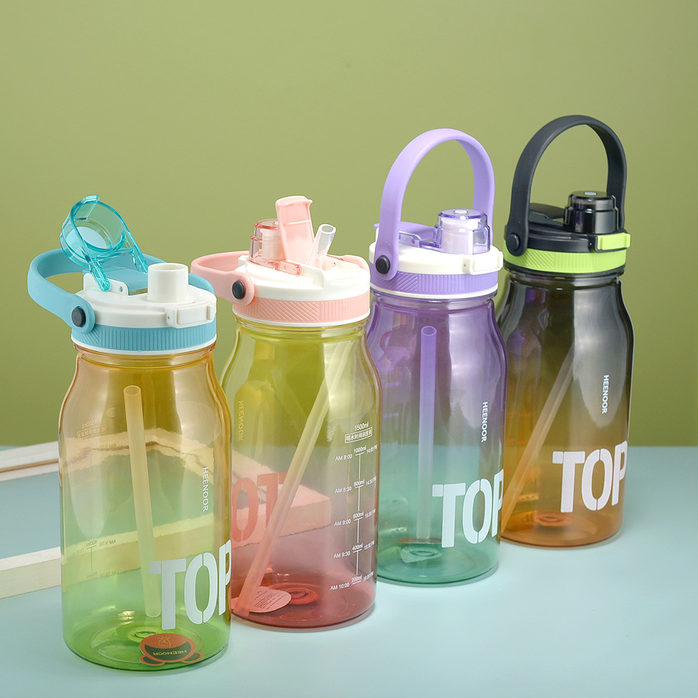 X158-8522 New Sports Large-Capacity Dual-Color Gradient Portable Scale Outdoor Plastic Cup, 1500Ml details Picture