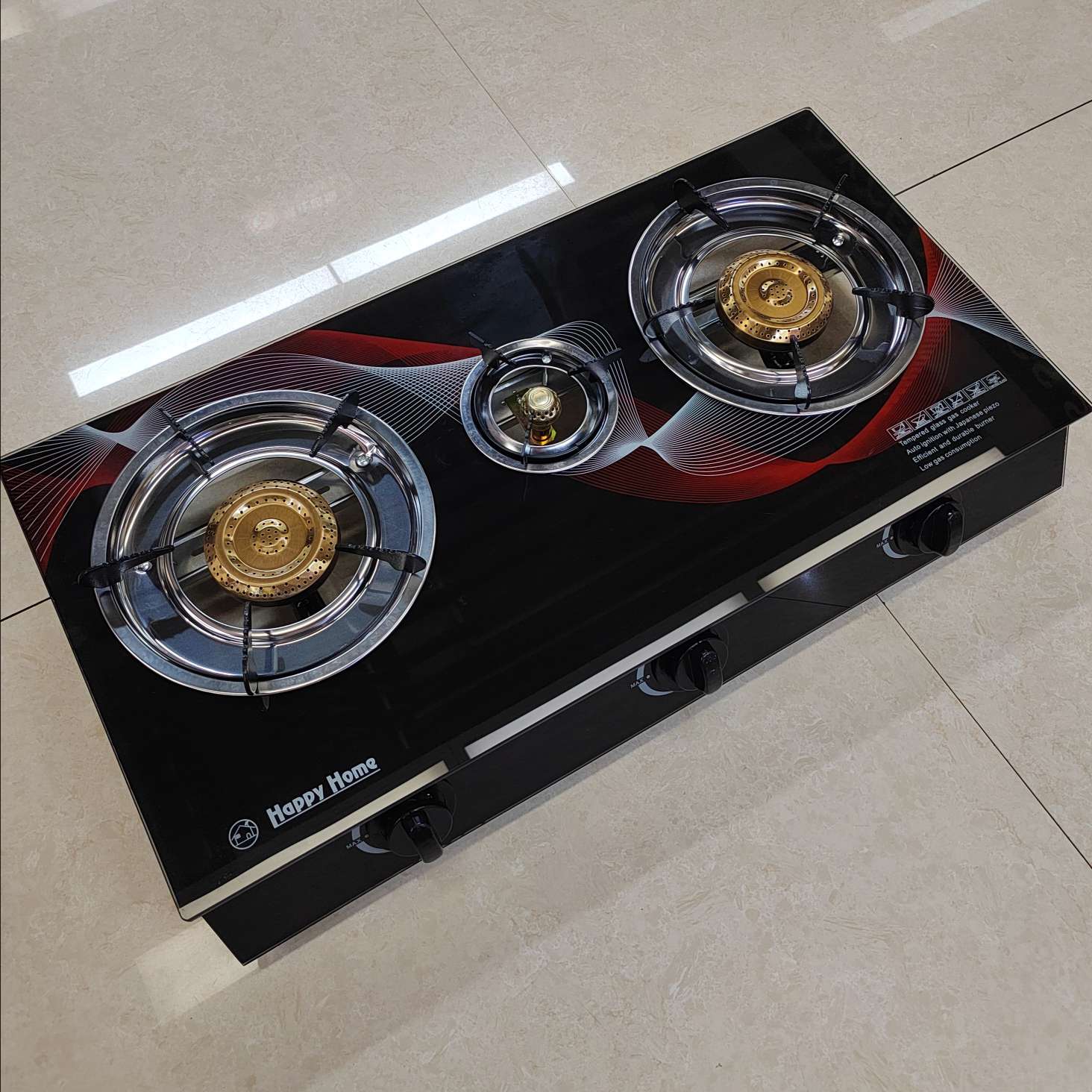 Export three-eye old-fashioned and old-style stove, household gas stove, glass double gas stove, single-tube fierce stove head, golden stove, gas stove details Picture