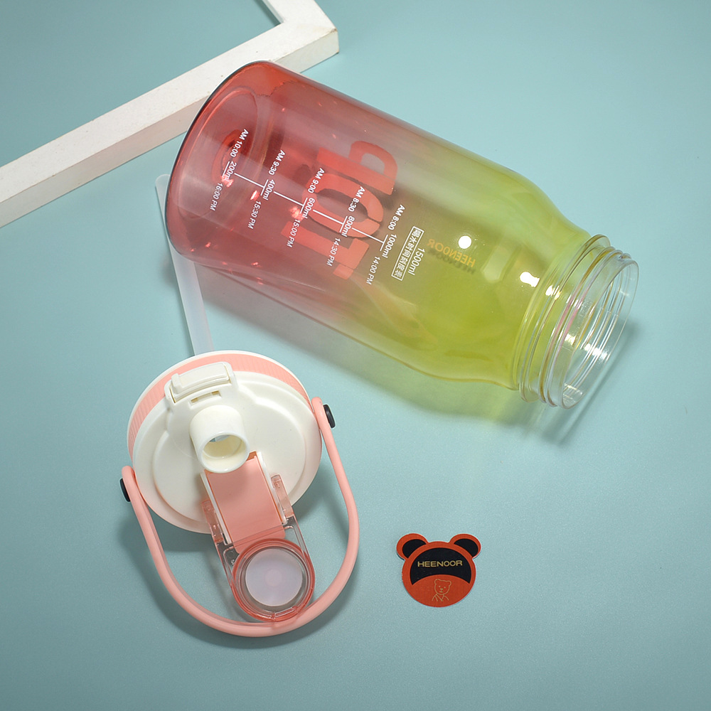 X158-8522 New Sports Large-Capacity Dual-Color Gradient Portable Scale Outdoor Plastic Cup, 1500Ml Specification drawing