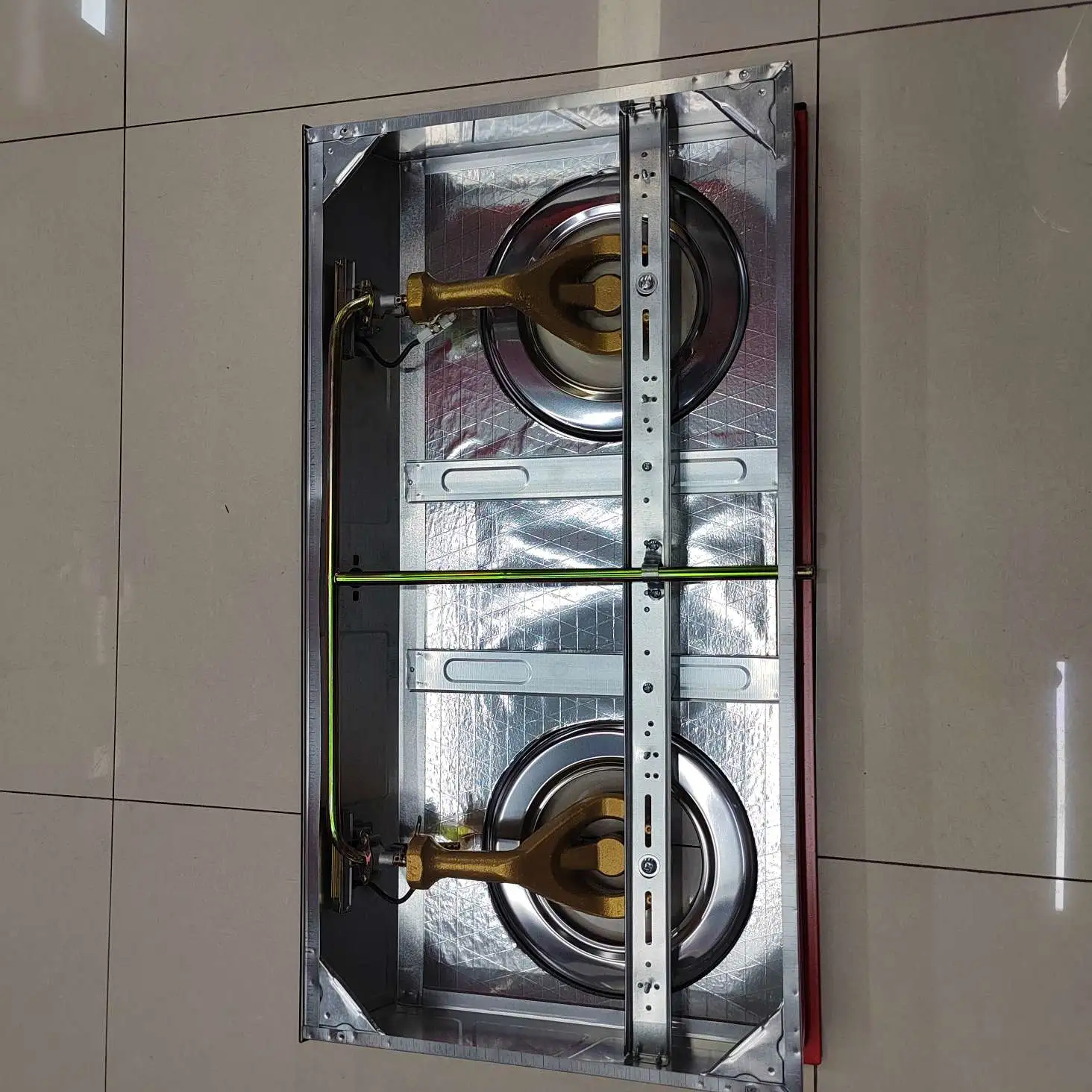 Export two-eyed old-fashioned and old-style stove, household gas stove, glass double gas stove, single-tube strong burner, golden stove, gas stove detail image 5