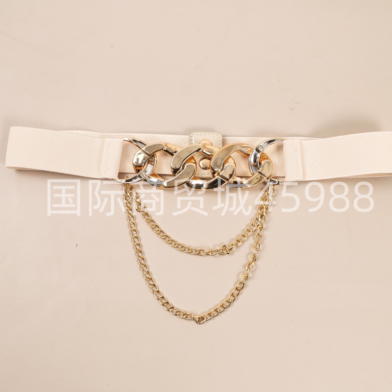 Adjustable hole-free lazy belt women's denim pants with a cinched waist, a tight-fitting waistband, and a belt Specification drawing