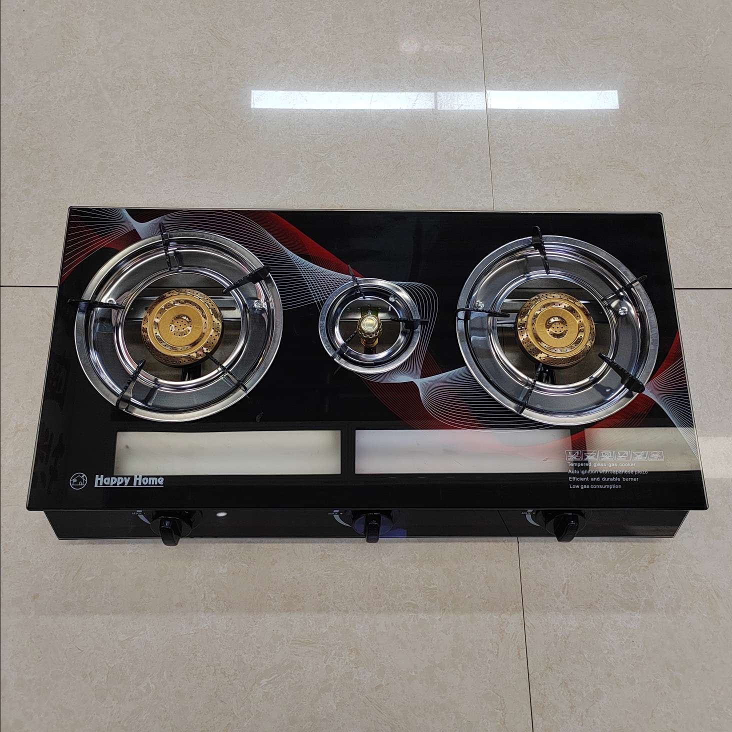出口三眼老式老款灶台家用煤气灶玻璃双燃气灶单管猛火炉头金色灶煤气灶