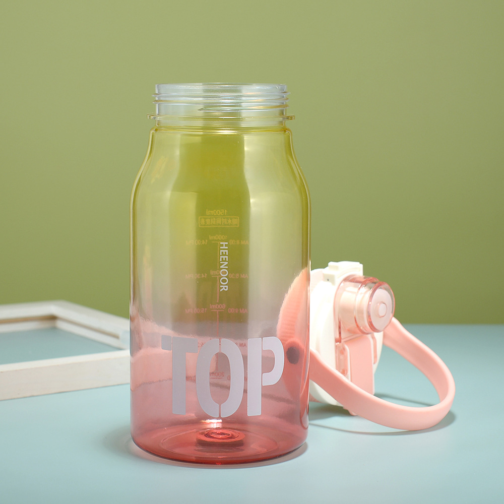X158-8522 New Sports Large-Capacity Dual-Color Gradient Portable Scale Outdoor Plastic Cup, 1500Ml undefined