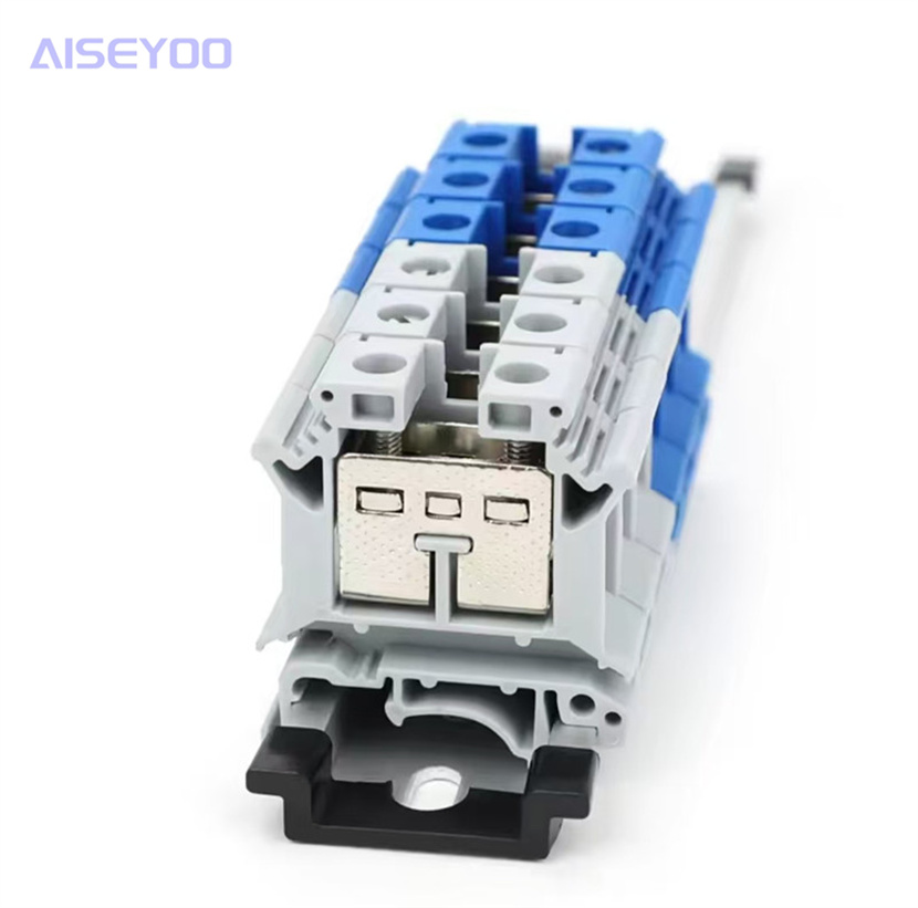 纯铜件导轨式UK-16N 电压接线端子排4- 16MM平方 蓝色 灰色图